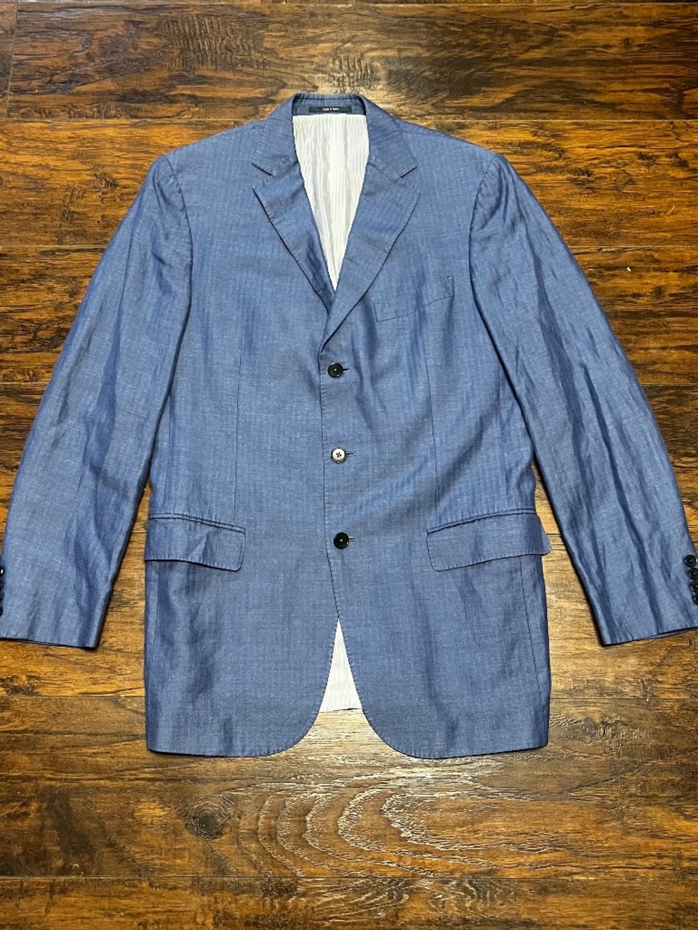 Ermenegildo Zegna 3 Button Travel Suit Jacket Men's 52L Blue Linen Blend Blazer